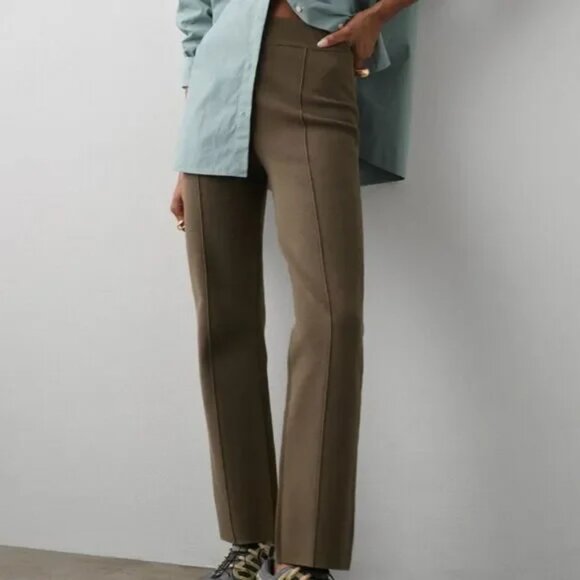 White+Warren Superfine Organic Cotton Kick Flare Pant Dark Sage NWT, Size Large - Picture 4 of 9